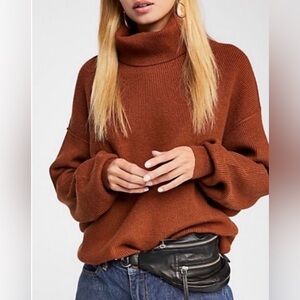 Free People Softly Structured Tunic Sweater In Terracotta Brown Size XS